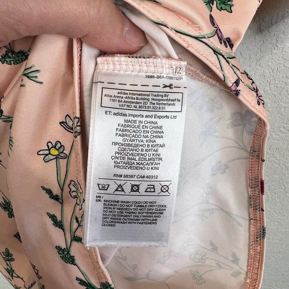 Adidas Floral Bodysuit Women's Size XS Pink Short Sleeve Casual Snap Closure - Picture 7 of 10